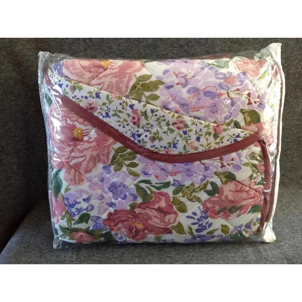 All Seasons Full Size Reversible Quilt Cotton‎ Blend Floral Bedspread Vtg NOS
